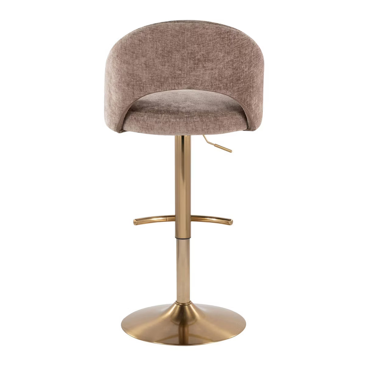 Set of 2 Renee Adjustable Barstools In Gold Metal/Brown Fabric