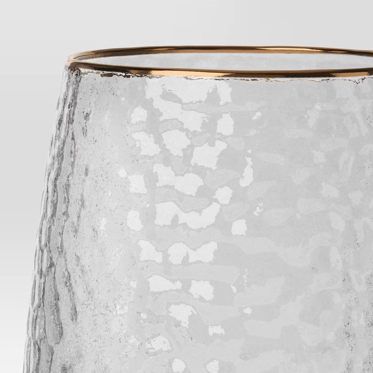 Wine Glass – Culinvaro 15.88oz Stemless Wine with Hammered and Gold Rim