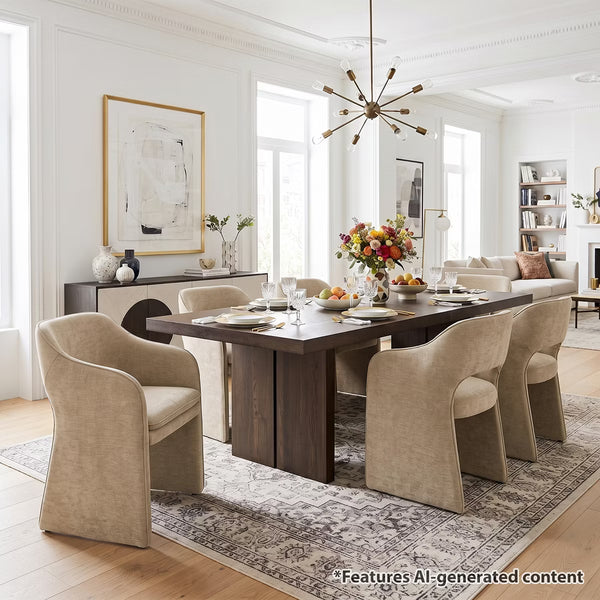 Modern Dining Chairs Set of 6, Fully Upholstered Brie Chenille Kitchen Chairs