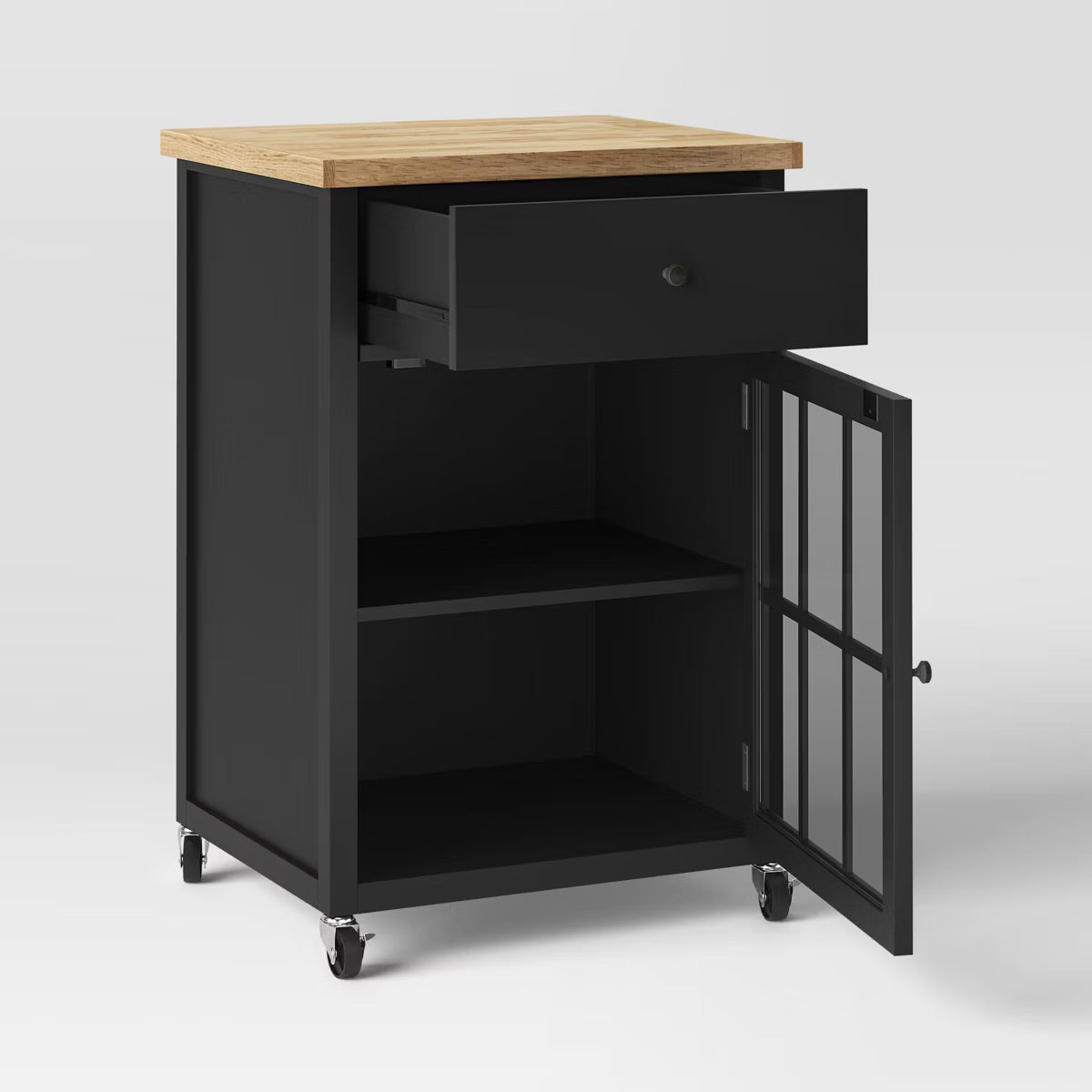 Kitchen Cart – Culinvaro Windham Wood Top Kitchen Cart - Black