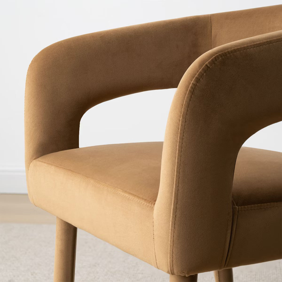 Modern Camel Velvet Dining Chairs Set of 4,