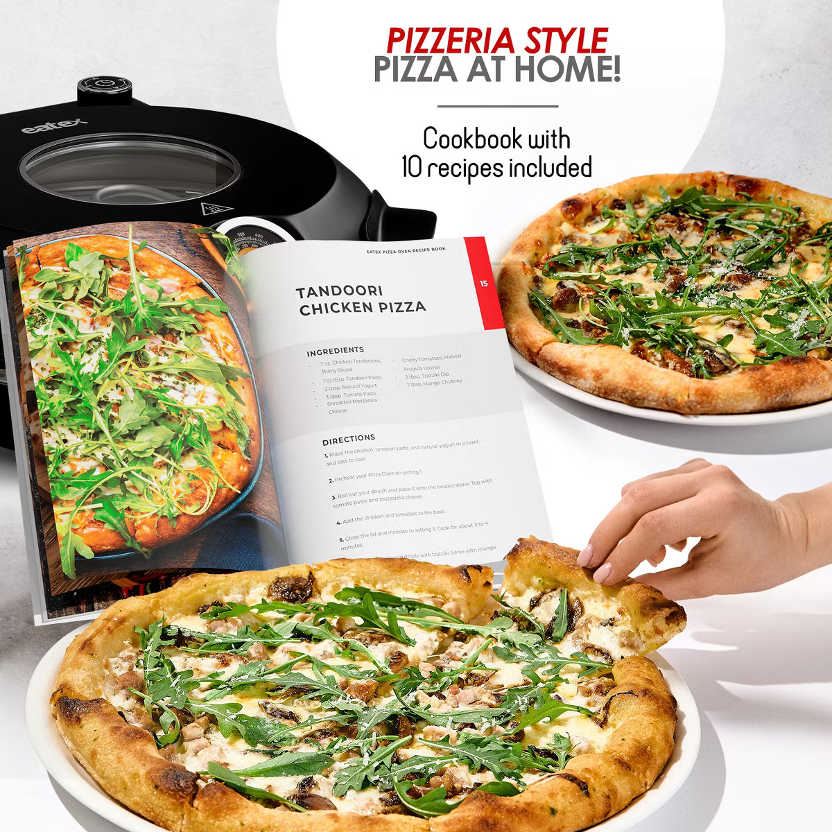 Pizza Oven – Electric Pizza Oven Indoor, 12 Inch Portable Stone Pizza Oven – Black