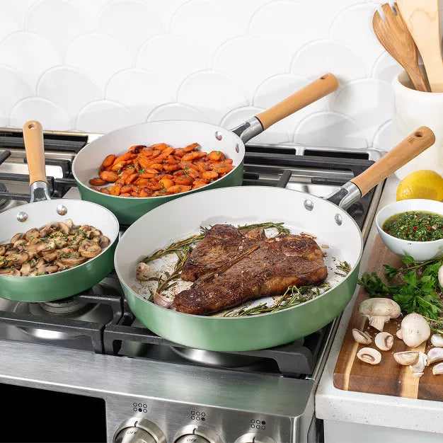 Frying Pan – 3 Piece Nonstick Frying Pan Set – Green