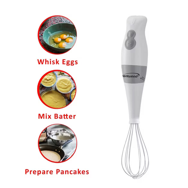Personal Blender – 38W 2 Speed Hand Blender with Balloon Whisk – White