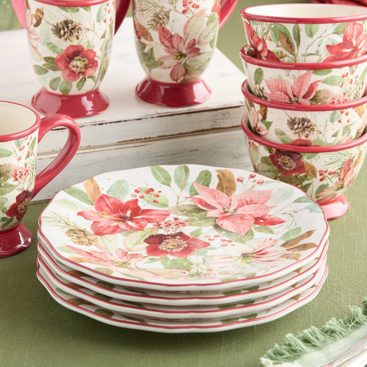 Dinner Plate – Culinvaro (Set of 4) 11" Winter Blooms Dinner Plates