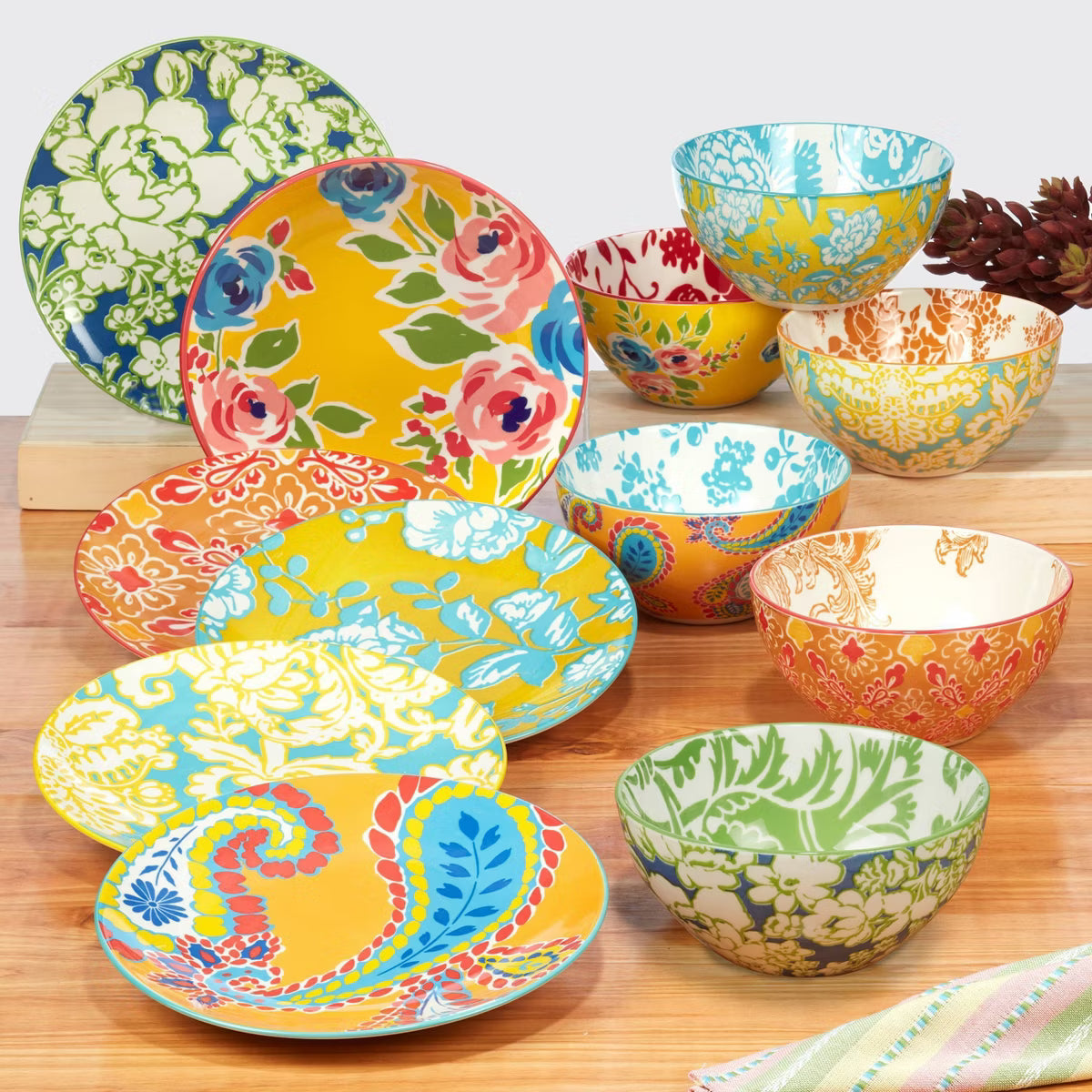 Salad Plate – Culinvaro Set of 6 Damask Floral Assorted Salad Plates