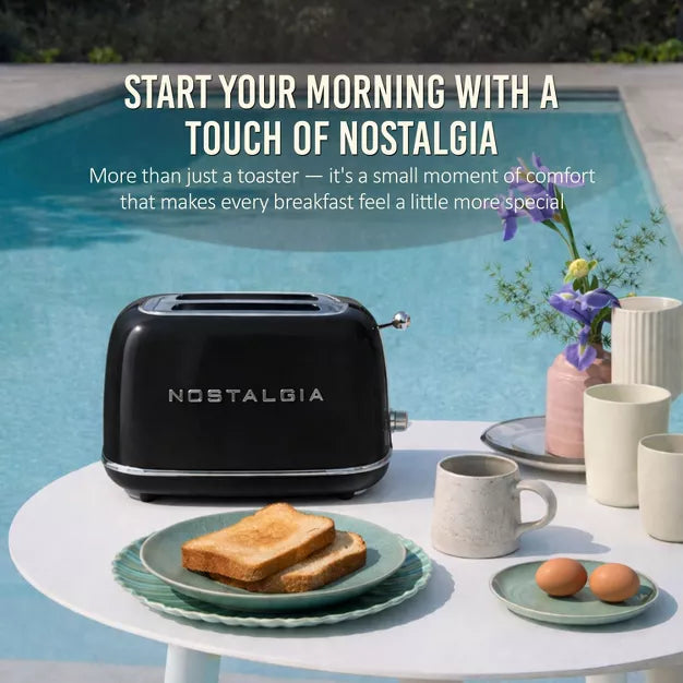 Toaster – Classic Retro 2-Slice Toaster – Black