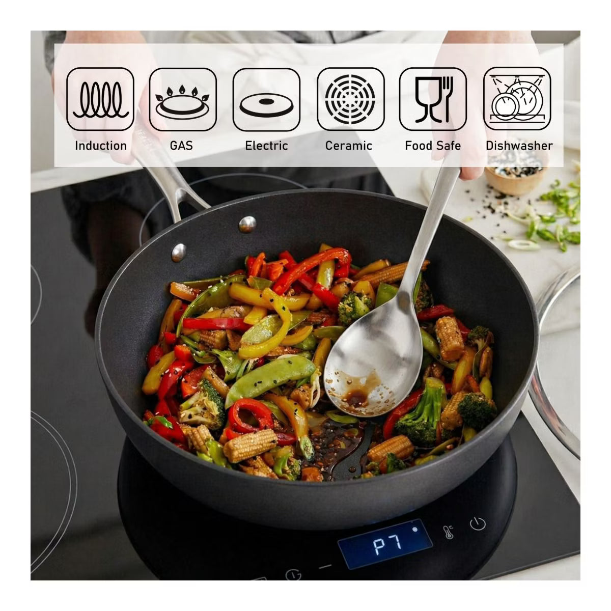 Wok – 12" Nonstick Wok/Stir-Fry Pan – Black