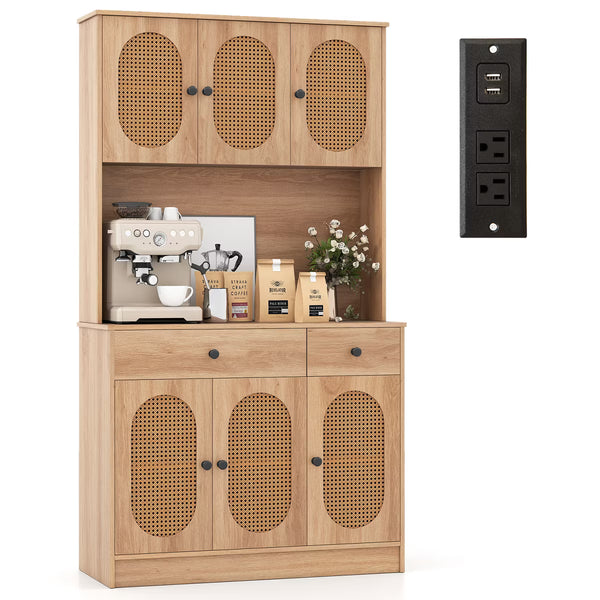 Buffet Cabinet – Culinvaro Kitchen Pantry Cabinet w/ Charging Station 71" Tall Kitchen Buffet Cabinet