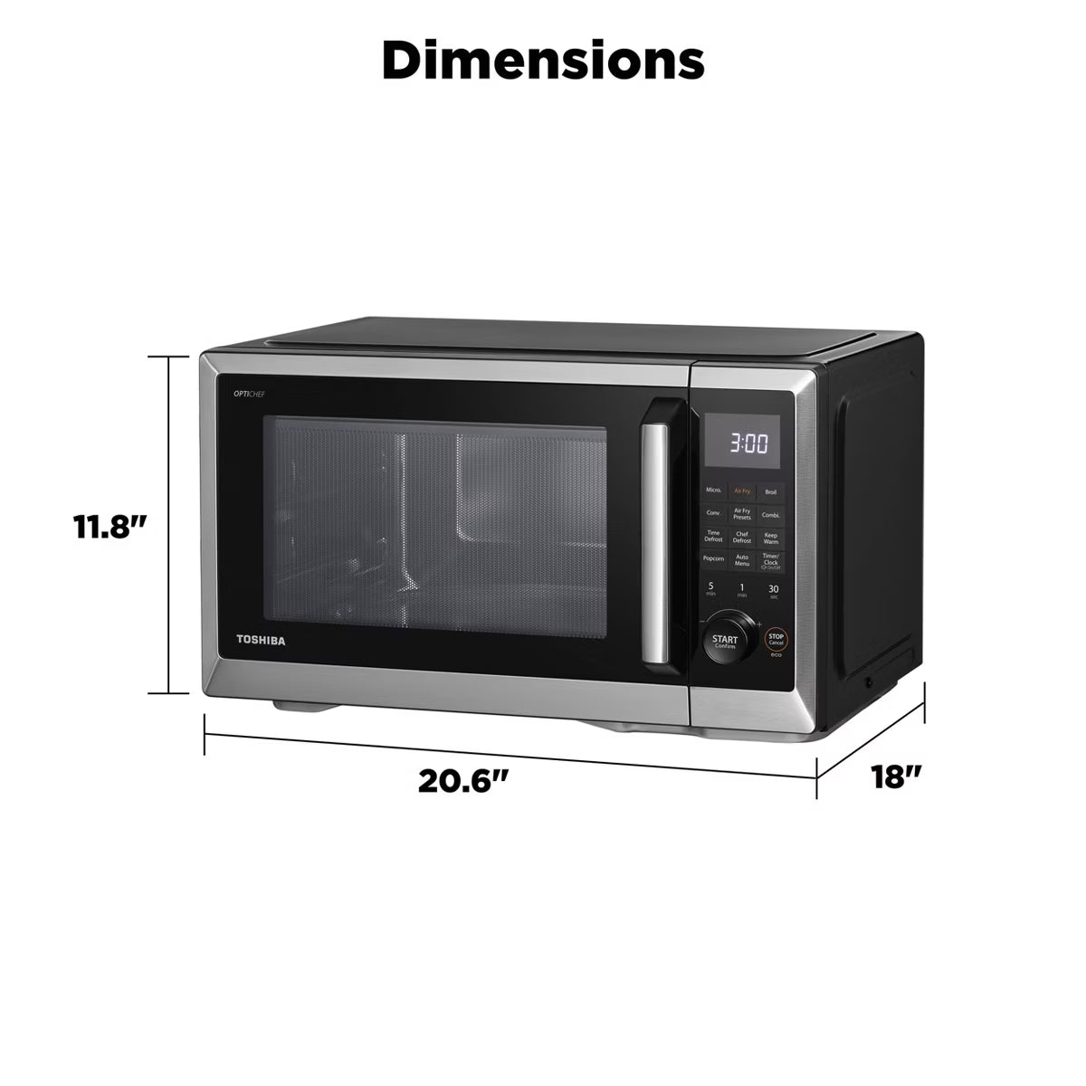 Microwave Oven – 1.0 cu ft Top Airfry Mulitifunctional Countertop Microwave – Black