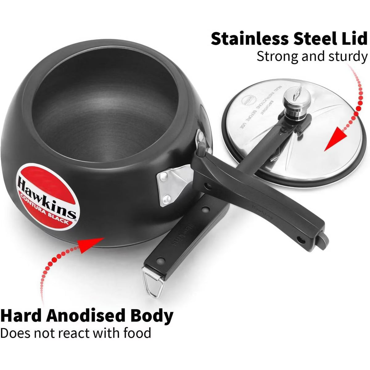 Pressure Cooker – 2L Hard Anodized Pressure Cooker: Aluminum – Black