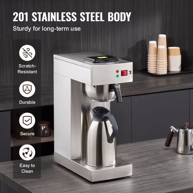 Drip Coffee Maker – 12 Cups Commercial Drip Coffee Maker – Silver