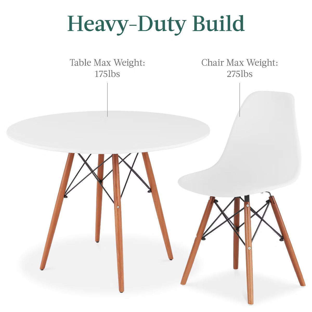 Dining Set – Culinvaro 5-Piece Compact Mid-Century Modern Dining Set w/ 4 Chairs" White/Oak