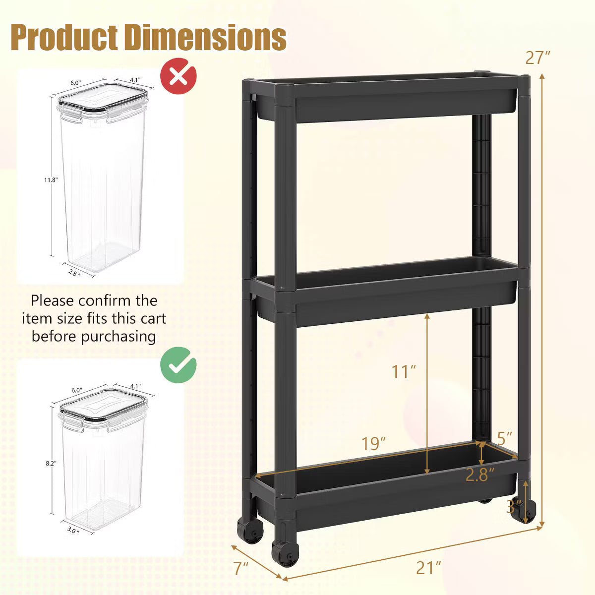 Storage Cart – Culinvaro 3-Tier Slim Rolling Storage Cart 2-Pack with Wheels