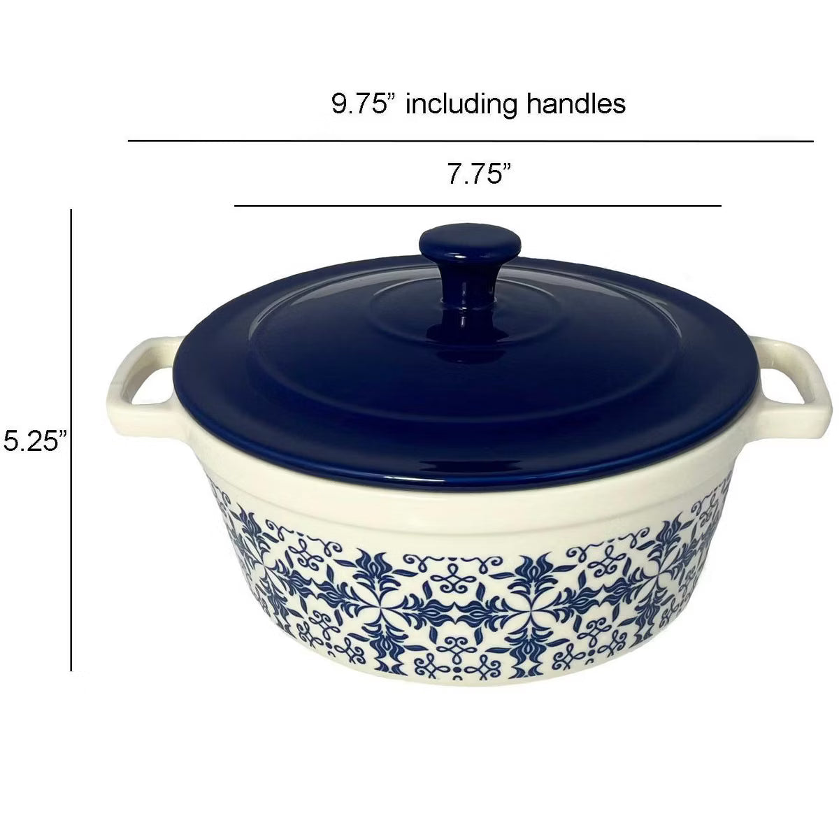 Casserole Dish – Stoneware Casserole with Lid – Filigree Design Microwave and Oven – Floral