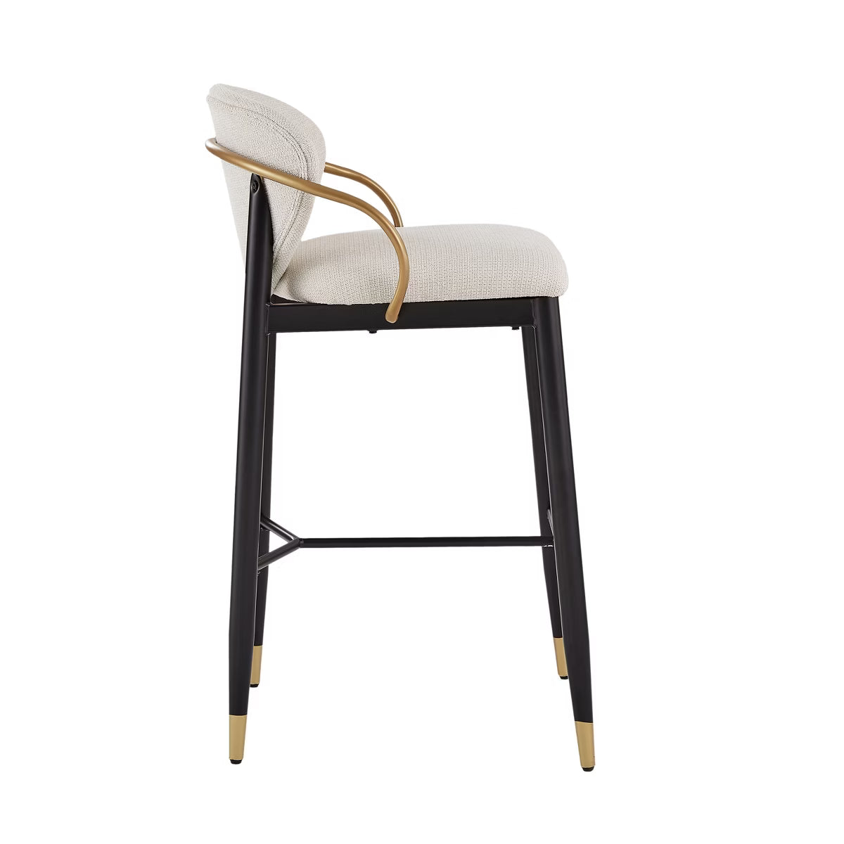 Modern Metal Upholstered Barstools with Tapered Leg Set of 2 Black/Beige