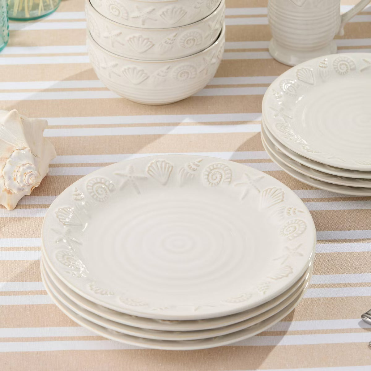 Dinner Plate – Culinvaro Coastline Cream Set of 4 Dinner Plates