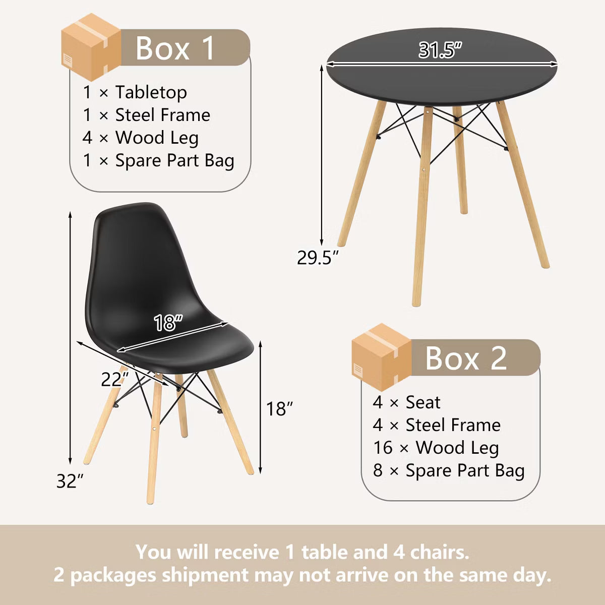 Dining Set – Culinvaro Dining Table Set Modern 5 PCS For 4 Round Dining Room Table Set with Solid Wood Leg