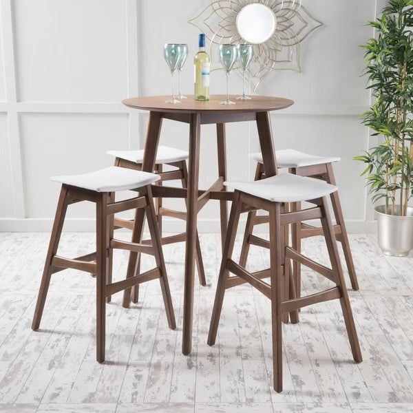 Century Modern Fabric Upholstered 5 Piece Bar Set