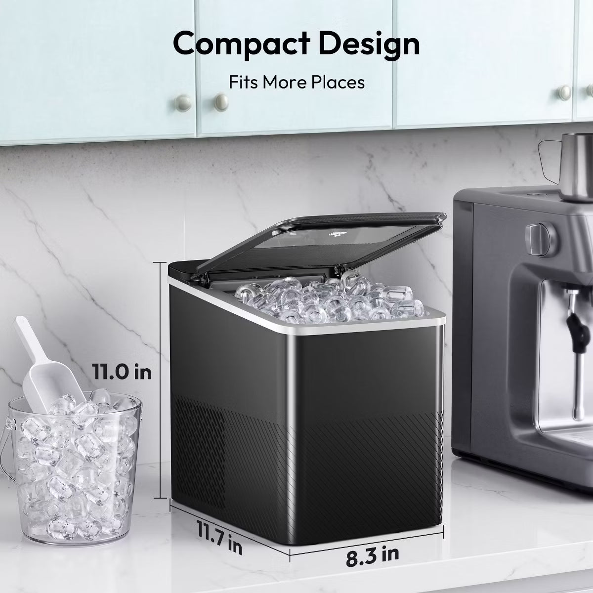 Ice Maker – Portable Bullet Ice Machine with Self Cleaning – Black