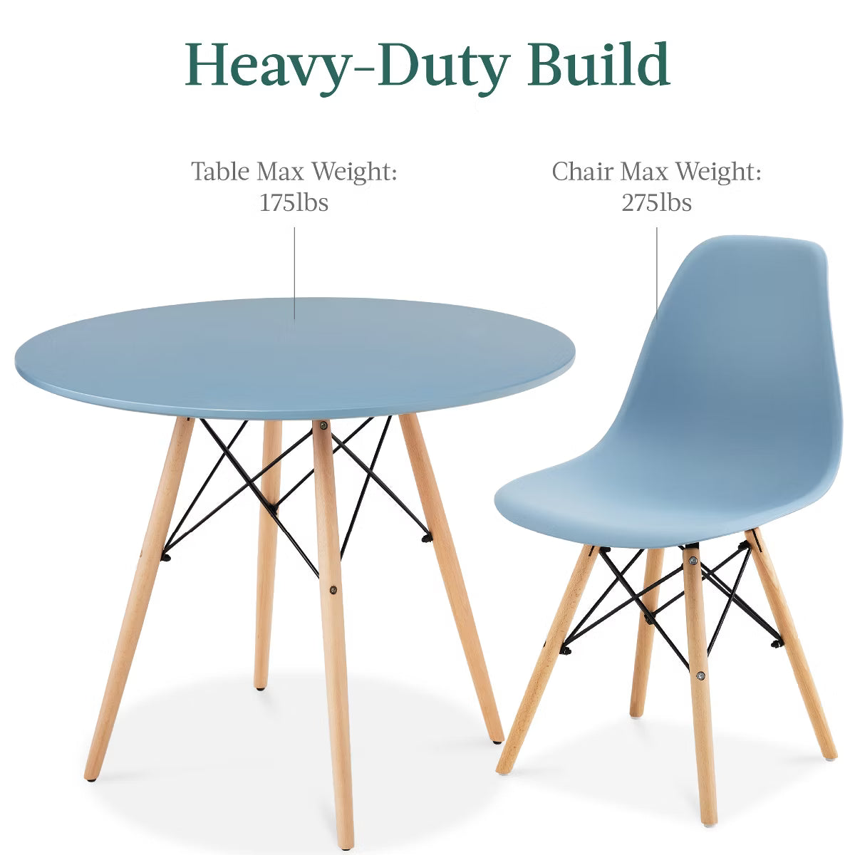 Dining Set – Culinvaro 5-Piece Compact Mid-Century Modern Dining Set w/ 4 Chairs" Blue/Oak