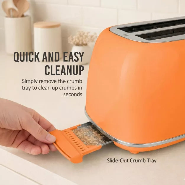 Toaster – Classic Retro 2-Slice Toaster – Orange