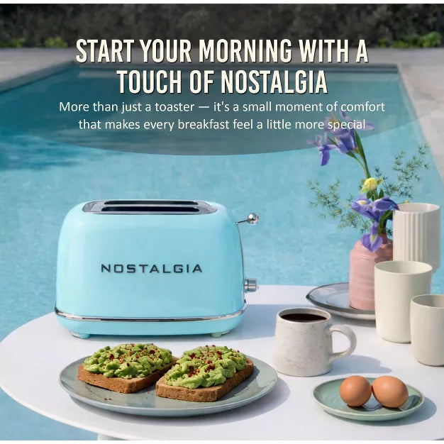 Toaster – Classic Retro 2-Slice Toaster – Aqua
