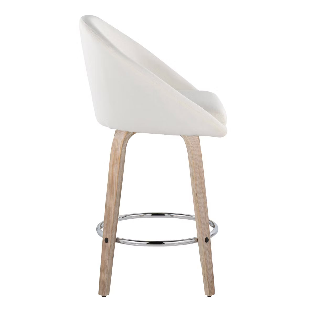 Lumisource Set of 2 Matisse 26" Fixed Height Counter Stools In Whitewashed Wood/Cream Fabric