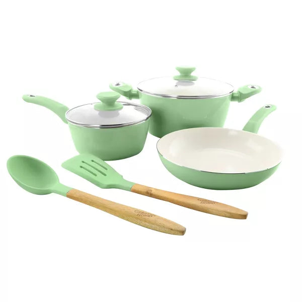 Cookware Set – Home Plaza Cafe 7 Piece Essential Core Aluminum Cookware Set – Green