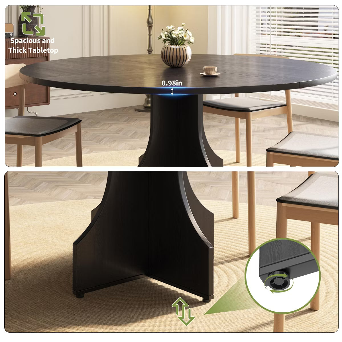 Dining Table – Culinvaro 47" Round Dining Table for 4-6, Rustic Farmhouse