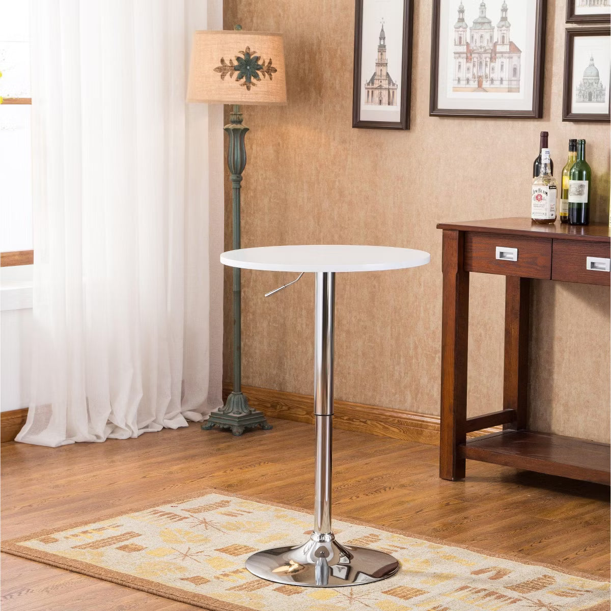 Baxton 3-Piece White Adjustable Bar Table Set