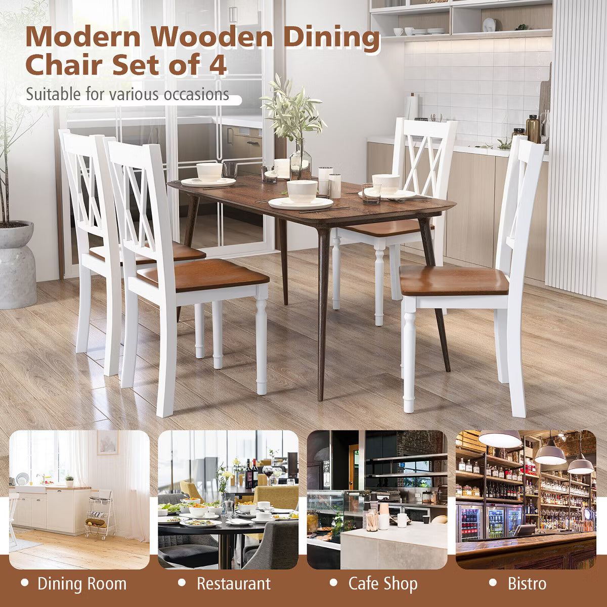 Dining Chair – Culinvaro Dining Chairs Set of 4 Wood Farmhouse Dining Room Side Chairs for Home Kitchen