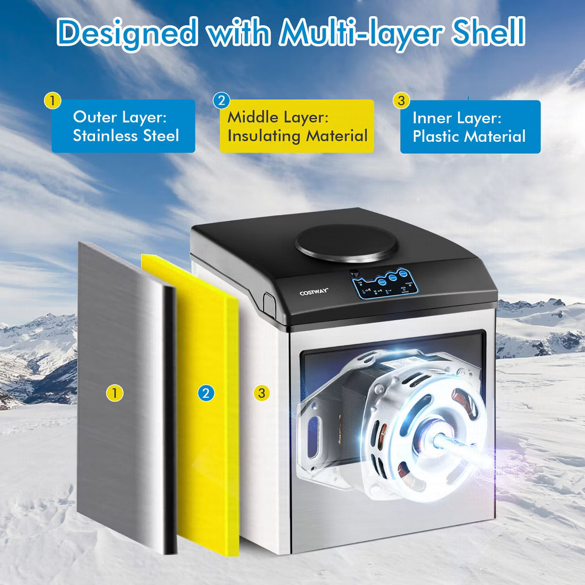 Ice Maker – 2-in-1 Countertop Ice Maker Water Dispenser – Silver