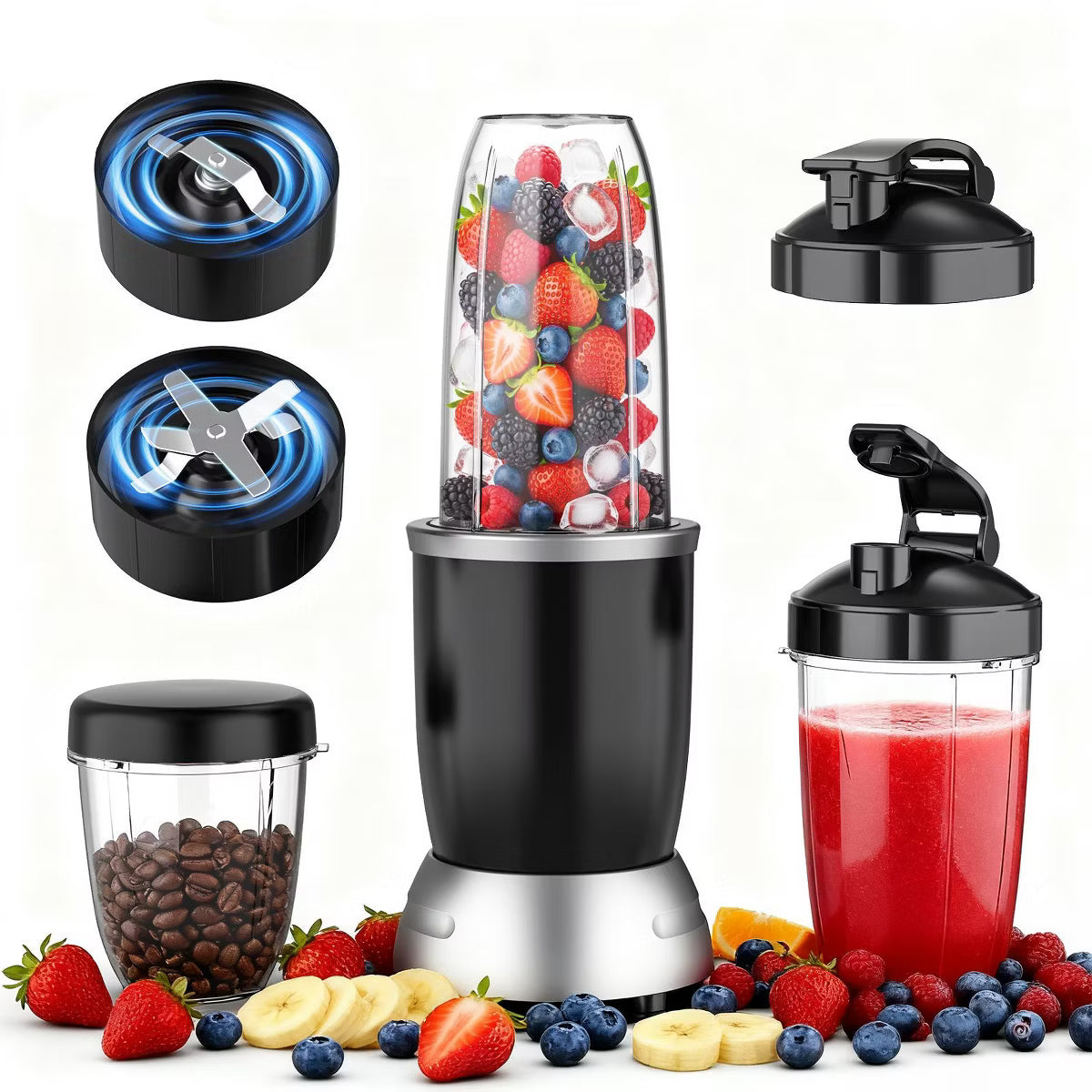 Personal Blender – 200W Personal Blender 25000RPM Smoothie Maker for Shakes – Stainless Steel