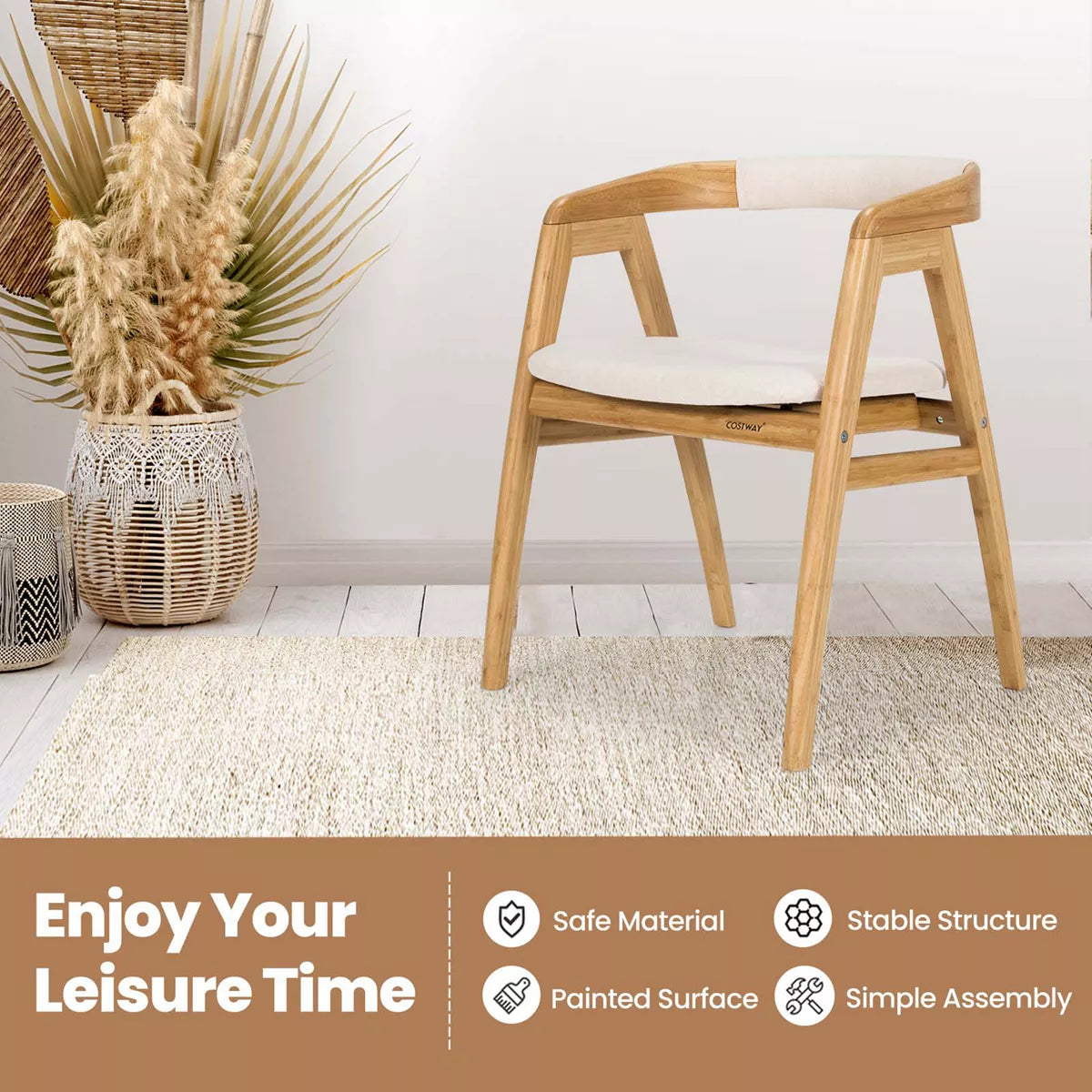 Dining Chair – Culinvaro Leisure Bamboo Chair Dining Chair w/ Curved Back