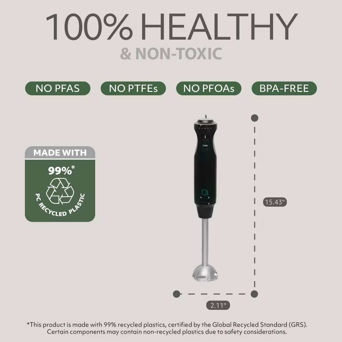 Blender Handheld with Shaft 500W Hand Blender for Kitchen – Black