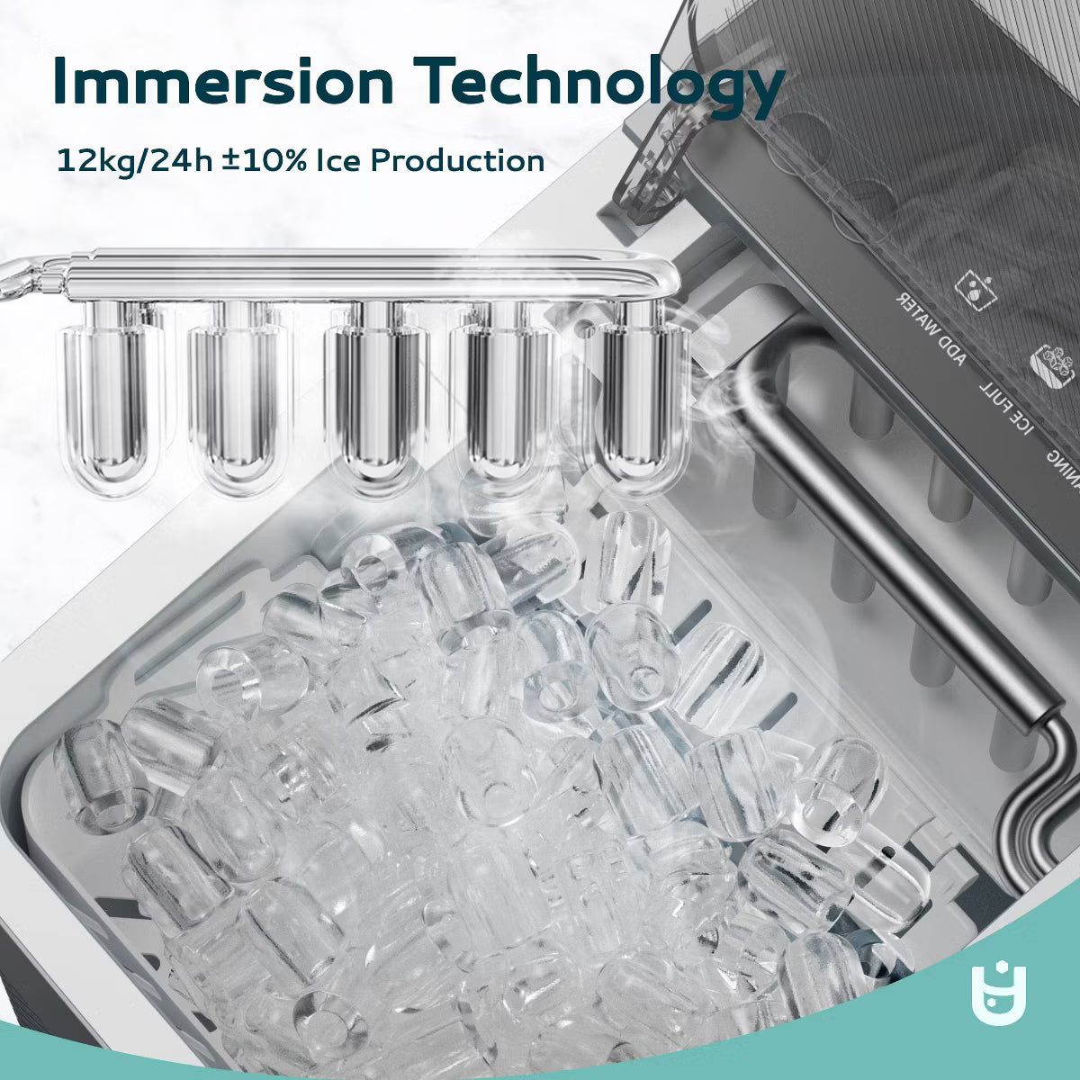 Ice Maker – Portable Bullet Ice Machine with Self Cleaning – Gray