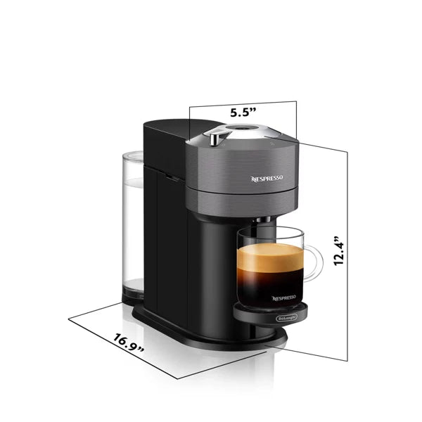 Single-Serve Coffee Maker – Vertuo Next Coffee and Espresso Maker by DeLonghi with Milk Frother : – Gray