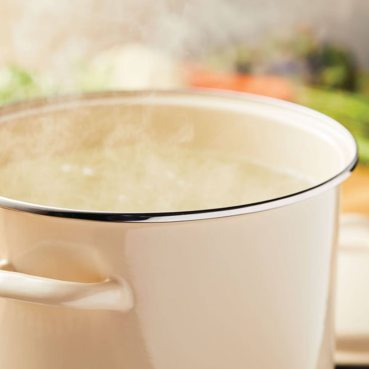 Stock Pot – 12qt Enamel-on-Steel Induction Stockpot – Beige
