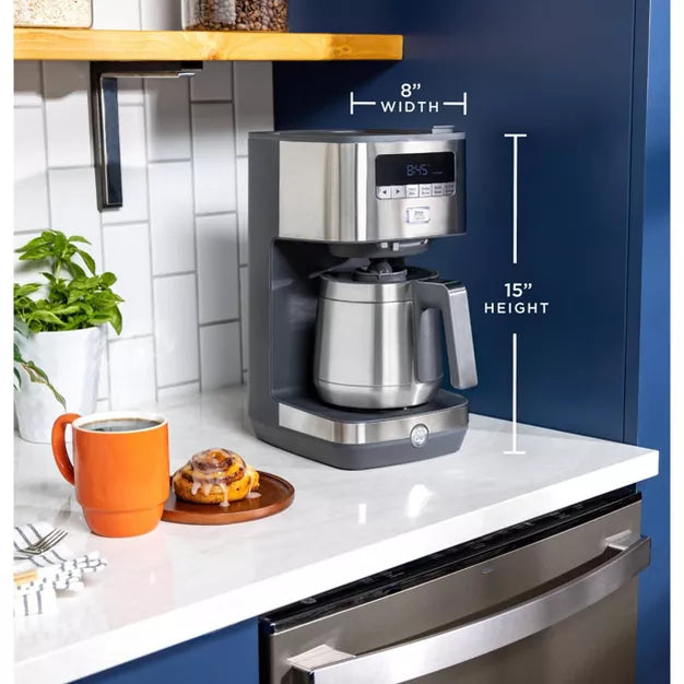 Drip Coffee Maker – 10 Cup Drip Coffee Maker with Single Serve and Thermal Carafe – Silver