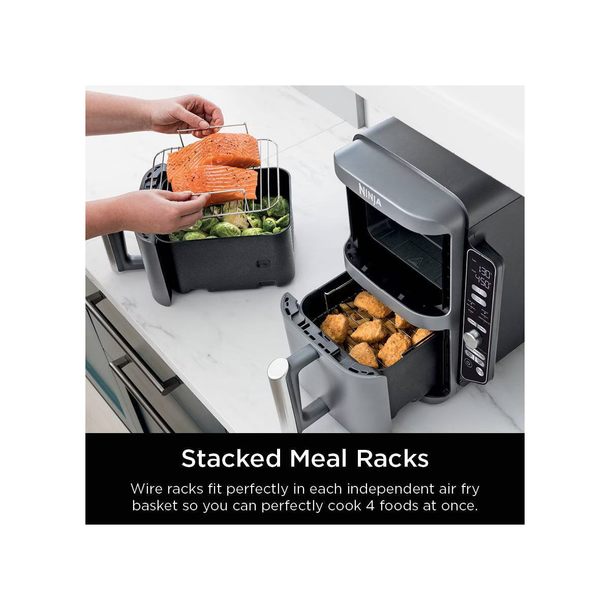 Air Fryer – DoubleStack XL 10qt, 6-in-1, 2-Basket Air Fryer – Gray