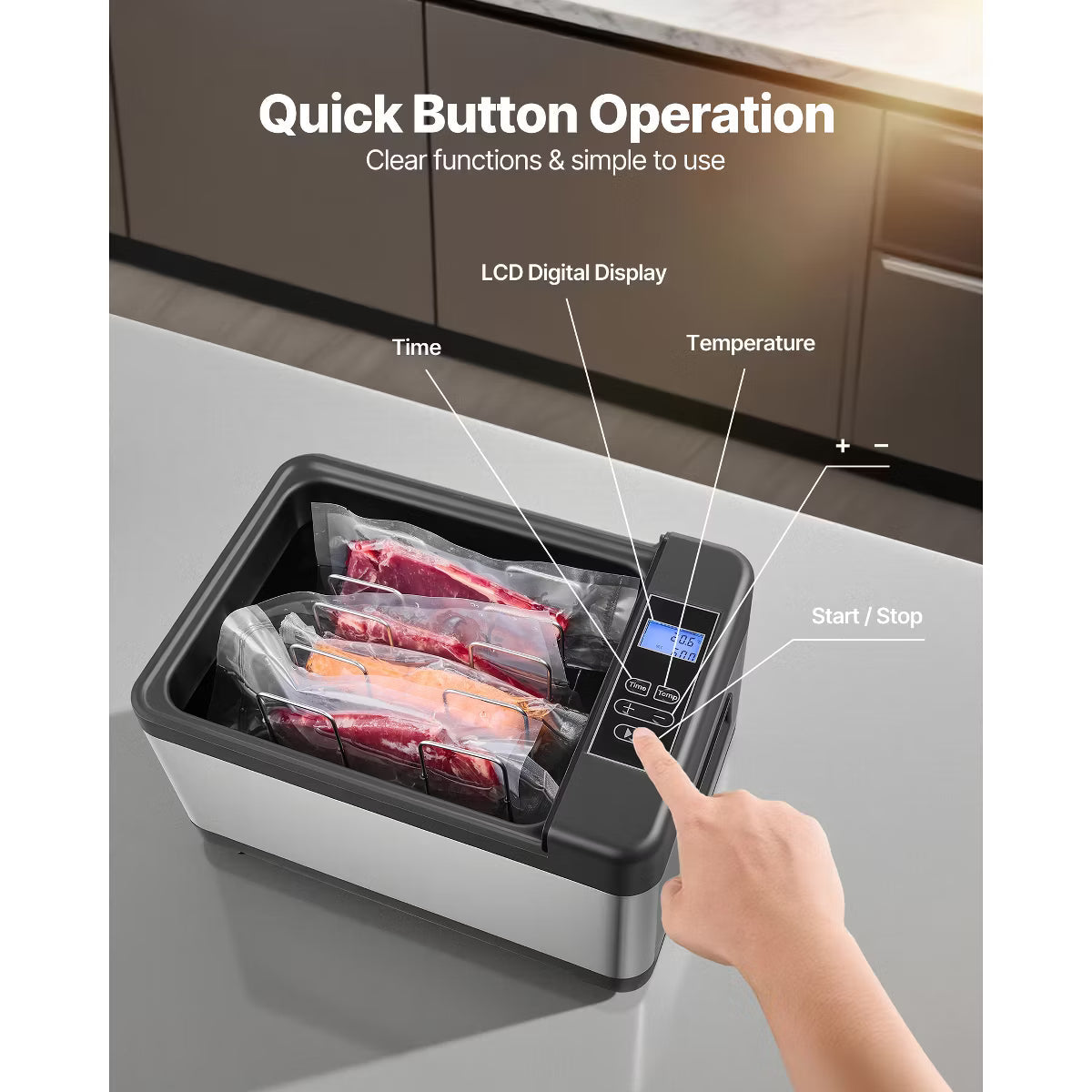 Pressure Cooker – Cooker 800W Sous-Vide Machine with LED Digital Display – Natural
