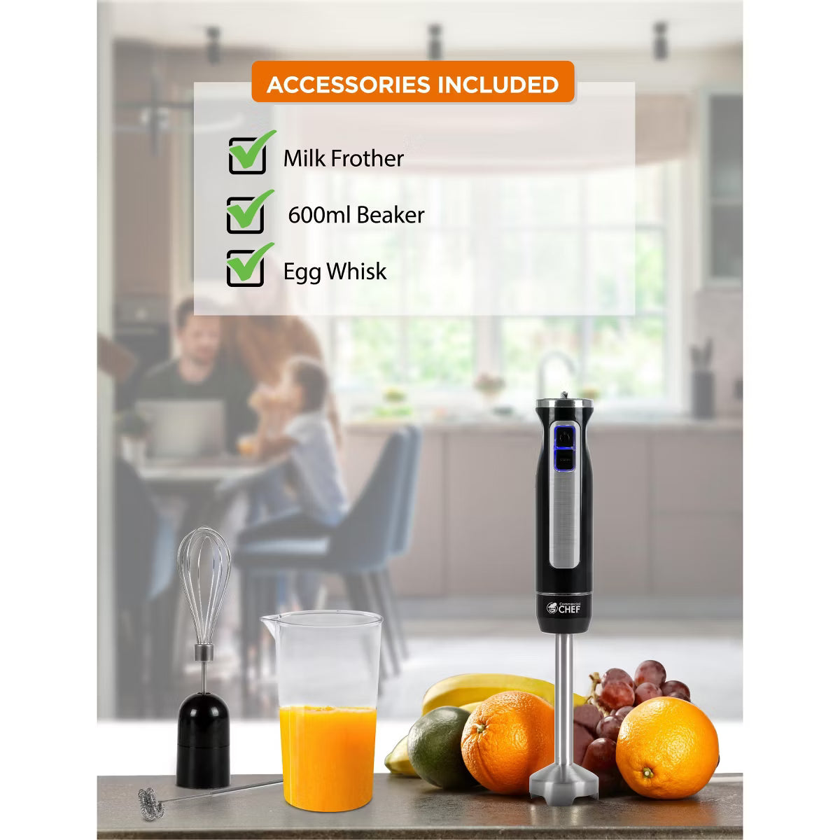 Immersion Blender – Purpose Hand Blender with 8 Speeds 500W – Black