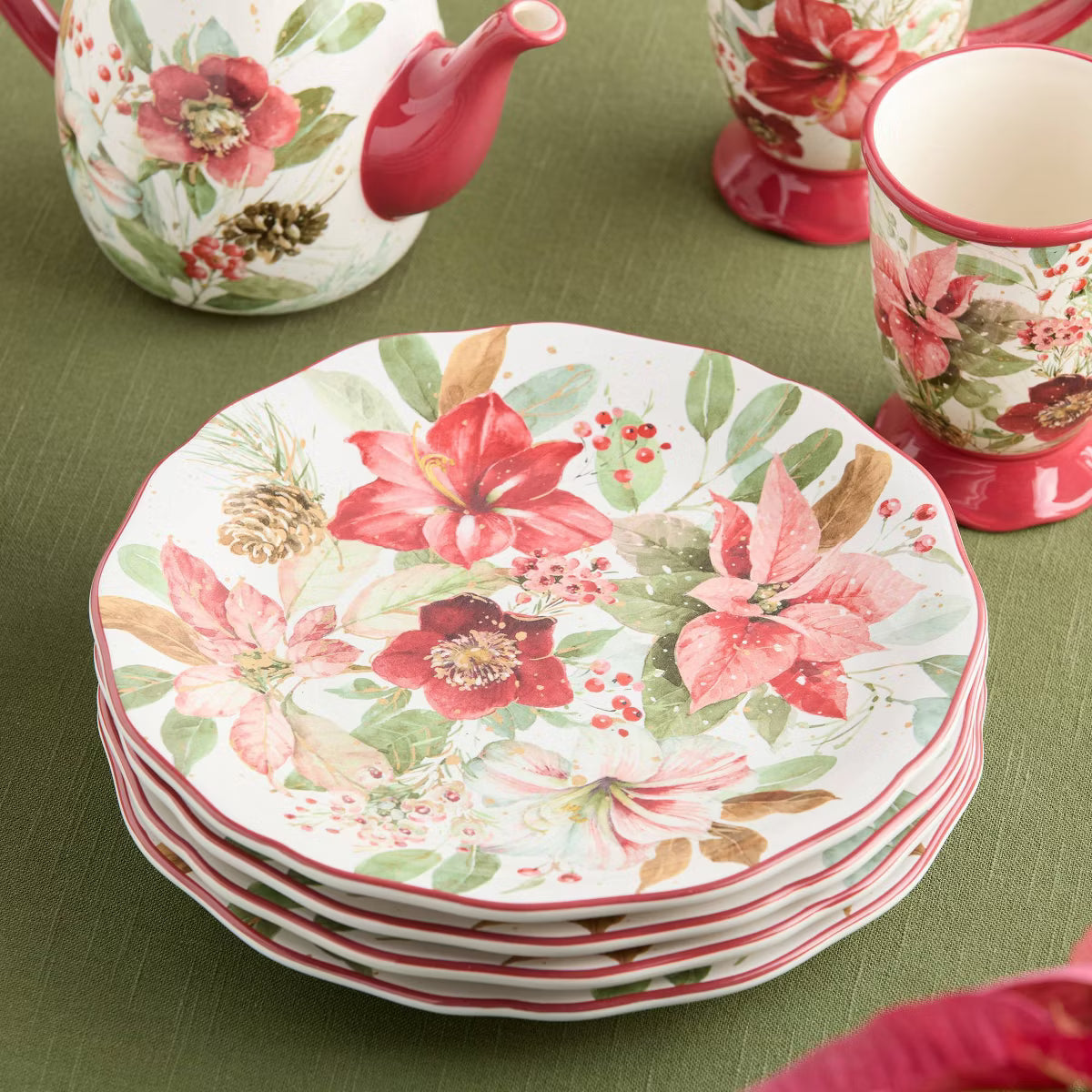 Dinner Plate – Culinvaro (Set of 4) 11" Winter Blooms Dinner Plates