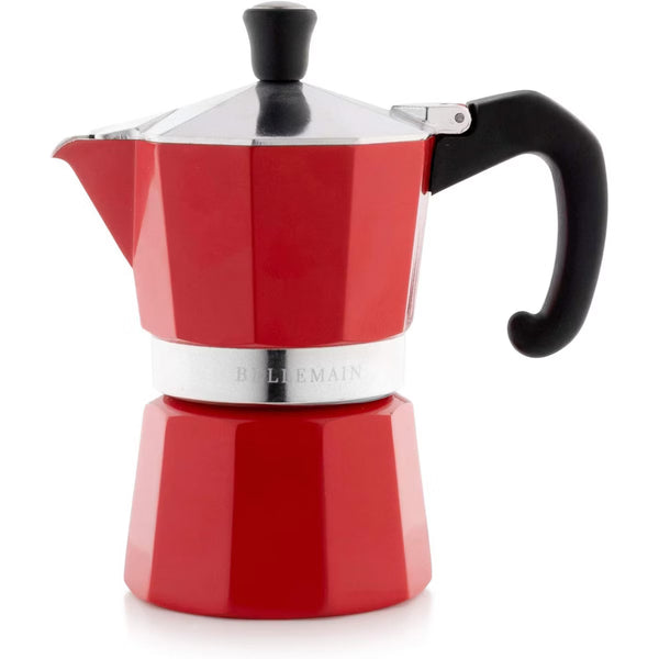 Espresso Maker – Culinvaro 3-Cup Stovetop Espresso Maker – Classic Red Moka Pot for Rich & Authentic Coffee