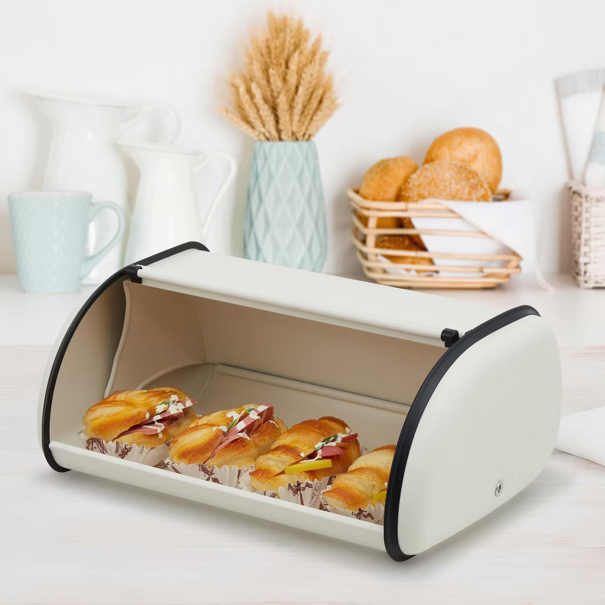 Bread Box – Culinvaro Stainless Steel Bread Box for Kitchen Countertop