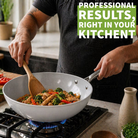 Wok – 12" Ceramic Nonstick Wok – Silver