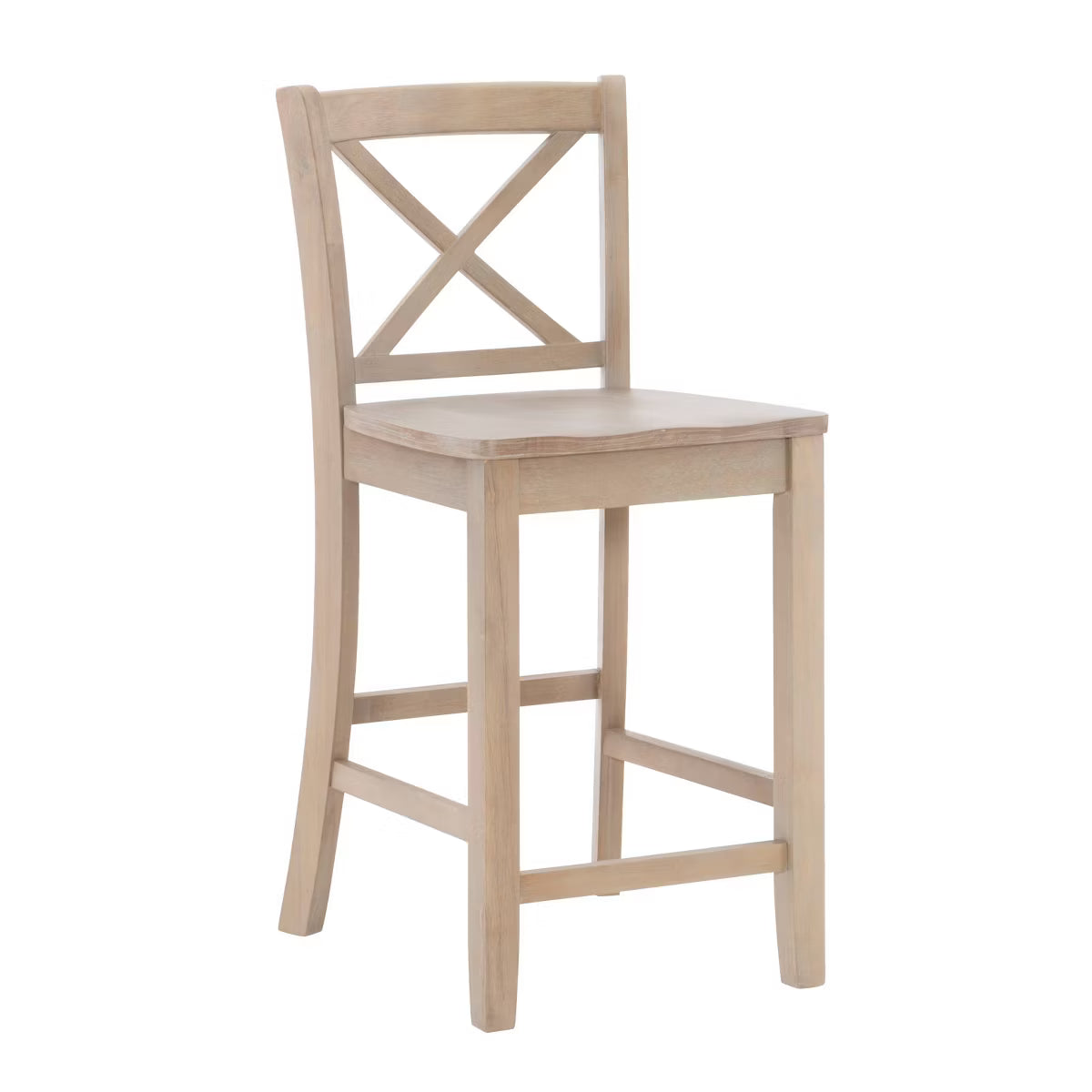 24" Torino Solid Wood Traditional X-Back Counter Height Barstools Gray Wash