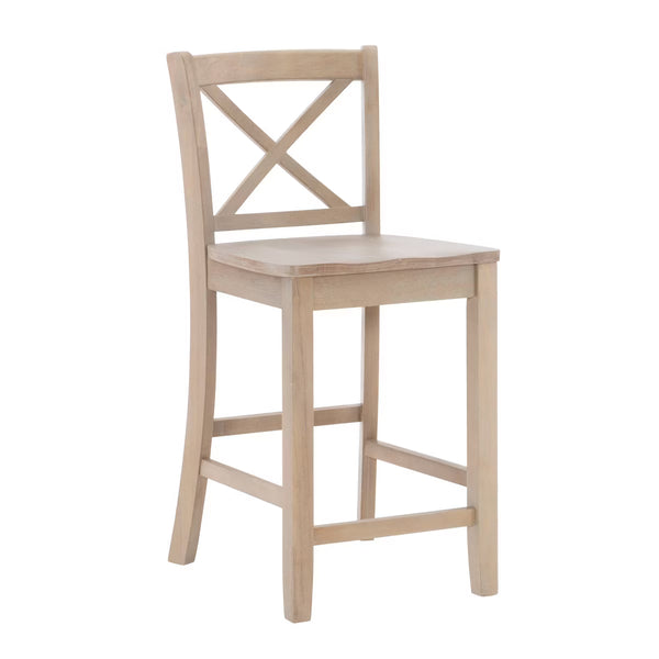 24" Torino Solid Wood Traditional X-Back Counter Height Barstools Gray Wash