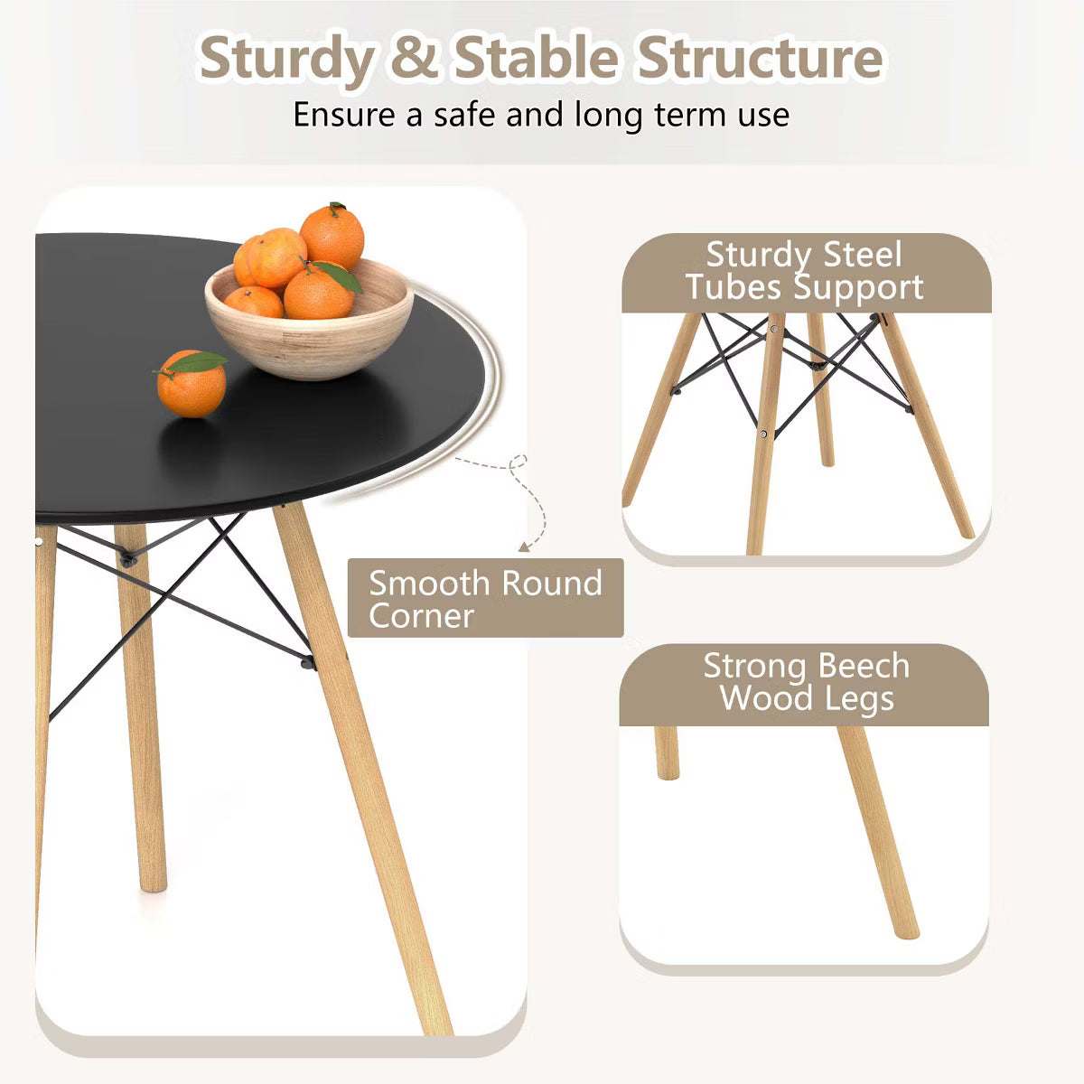 Dining Set – Culinvaro Dining Table Set Modern 5 PCS For 4 Round Dining Room Table Set with Solid Wood Leg